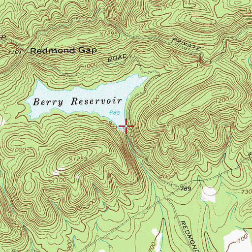 Topographic Map of Berry Reservoir Dam, GA