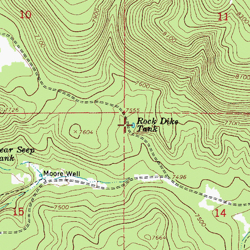 Topographic Map of Rock Dike Tank, AZ