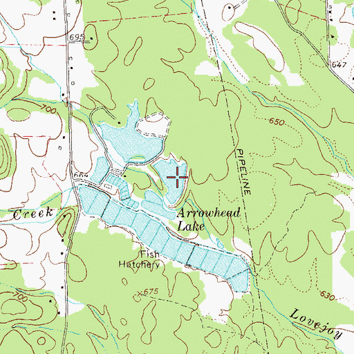 Topographic Map of Arrowhead Lake Dam, GA