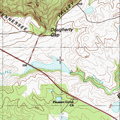 Topographic Map of Mountain Cove Lake Dam, GA