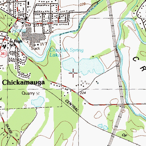 Topographic Map of Krystal Lake Dam, GA
