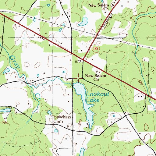Topographic Map of Lookout Lake Dam, GA