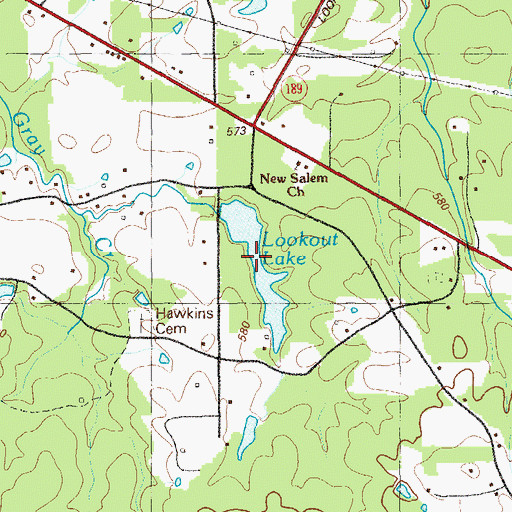 Topographic Map of Lookout Lake, GA