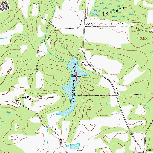 Topographic Map of Taylors Lake Dam, GA