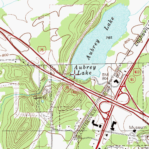 Topographic Map of Aubrey Lake Dam, GA