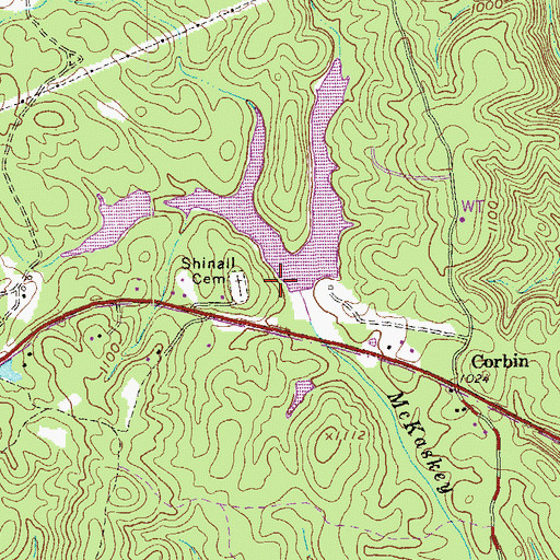Topographic Map of Vaughn Lake Dam, GA