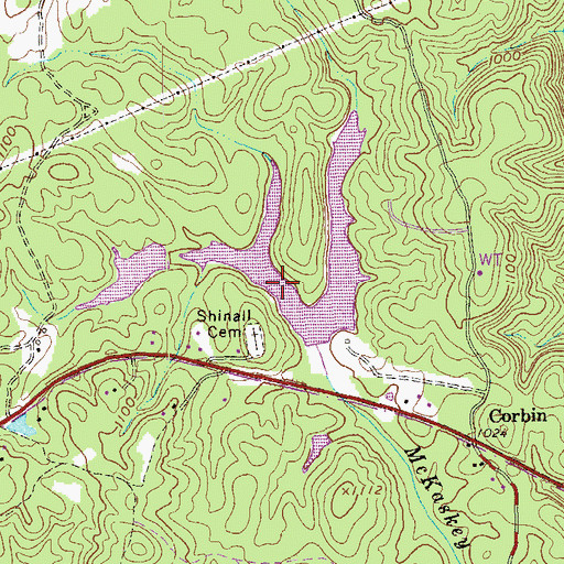 Topographic Map of Vaughn Lake, GA