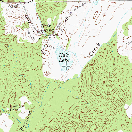 Topographic Map of Hair Lake Dam, GA