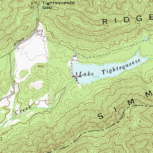 Topographic Map of Lake Tightsqueeze Dam, GA