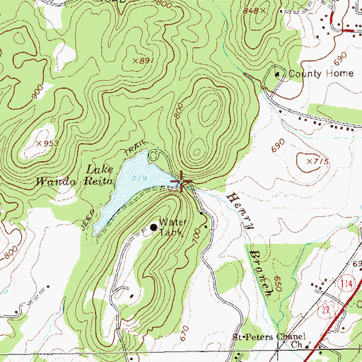Topographic Map of Lake Wanda Reita Dam, GA