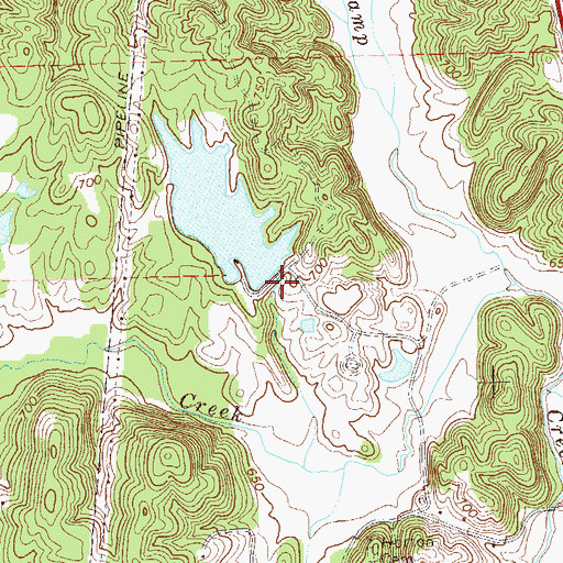 Topographic Map of Lee Lake Dam, GA