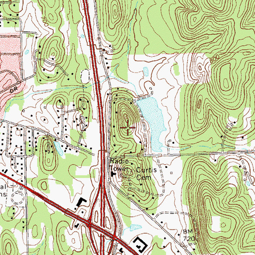 Topographic Map of Roberts Lake Dam, GA