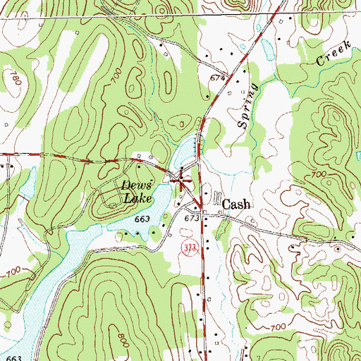 Topographic Map of Dews Lake Dam, GA