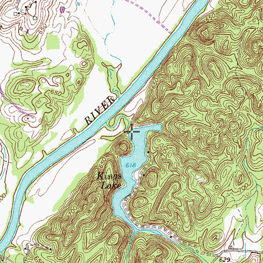Topographic Map of Kings Lake Dam, GA