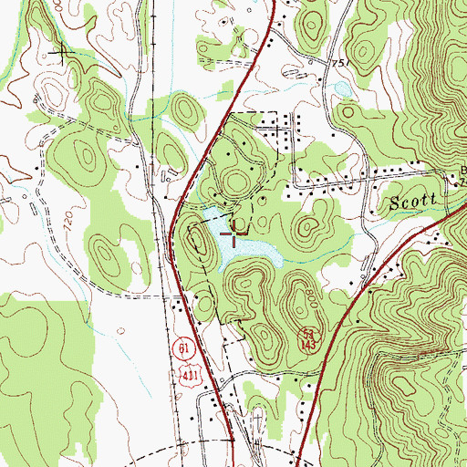 Topographic Map of Takila Lake, GA