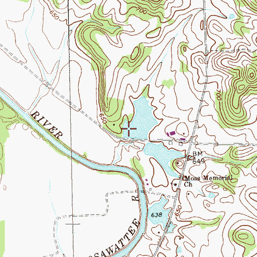 Topographic Map of Moss Land Lake Dam, GA