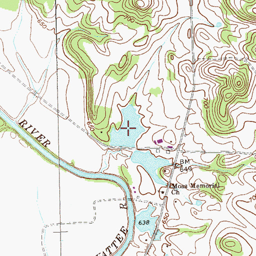 Topographic Map of Moss Land Lake, GA