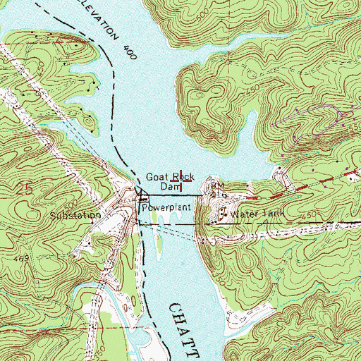 Topographic Map of Goat Rock Dam, GA