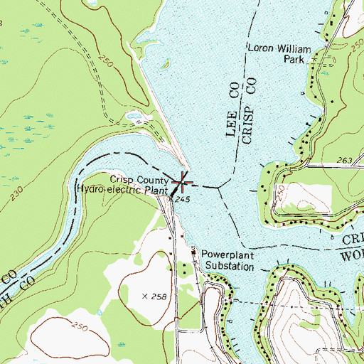 Topographic Map of Crisp County Dam, GA