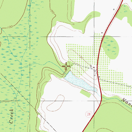 Topographic Map of Huggins Lake Dam, GA