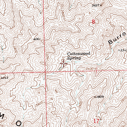 Topographic Map of Cottonwood Spring, AZ