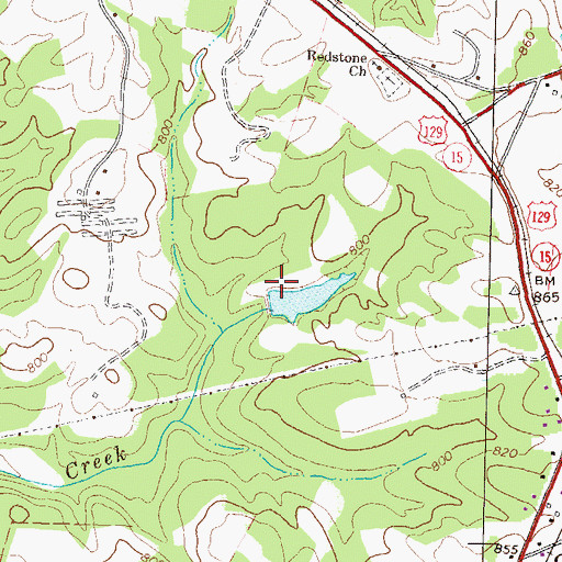 Topographic Map of Weaver Lake Dam, GA
