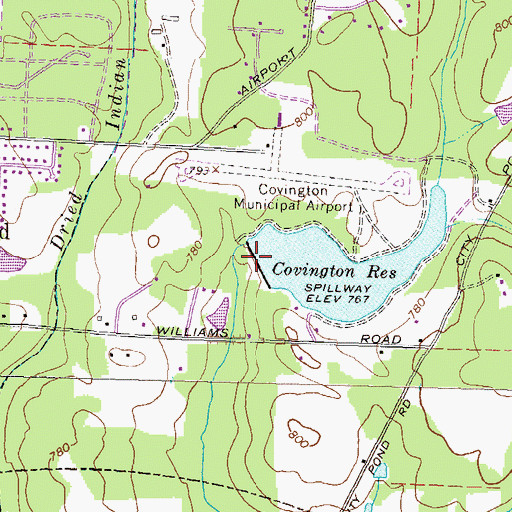 Topographic Map of Covington Reservoir Dam, GA