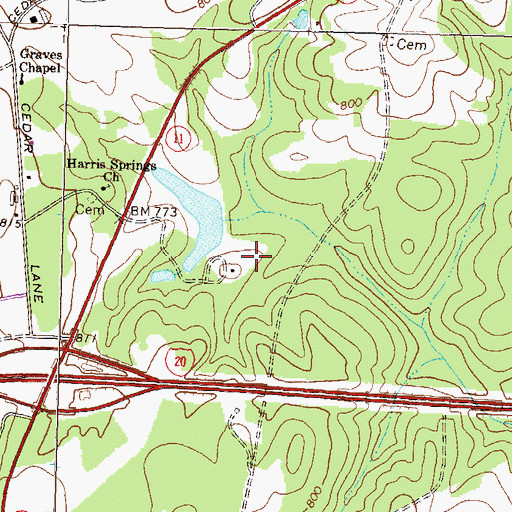 Topographic Map of Duvall Lake, GA