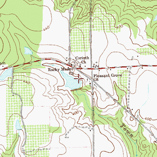 Topographic Map of Hartman Lake Dam, GA