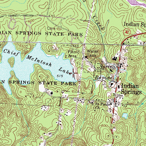 Topographic Map of Chief McIntosh Lake Dam, GA