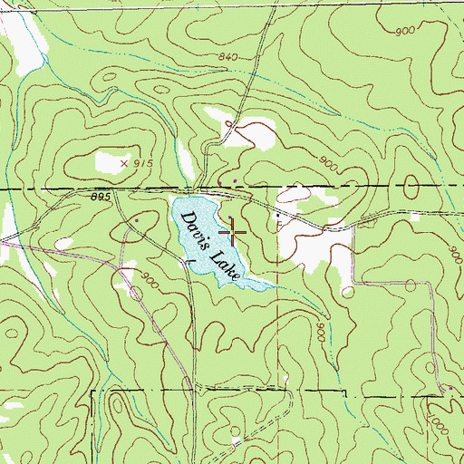 Topographic Map of Davis Lake Dam, GA