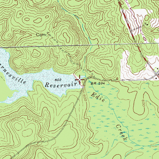 Topographic Map of Barnesville Reservoir Dam, GA