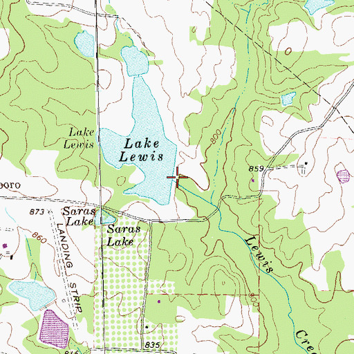Topographic Map of Lake Lewis Dam, GA