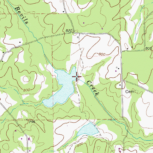 Topographic Map of Bevils Creek Lake, GA