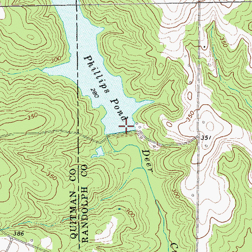 Topographic Map of Phillips Pond Dam, GA