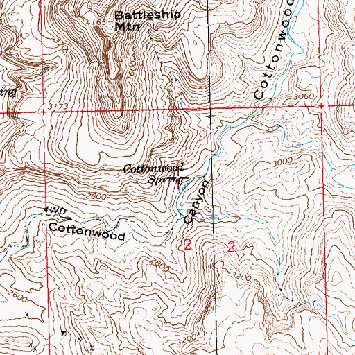 Topographic Map of Cottonwood Spring, AZ