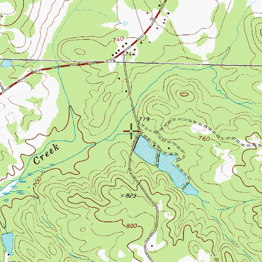 Topographic Map of Kelley Lake Dam, GA