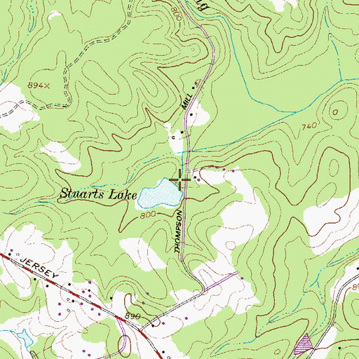 Topographic Map of Stuarts Lake Dam, GA