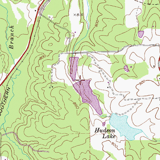 Topographic Map of Lower Hudson Lake Dam, GA