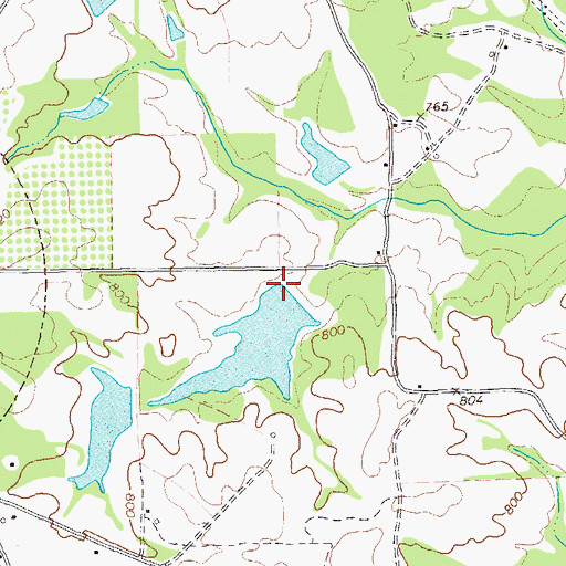 Topographic Map of Quercus Farms Lake, GA