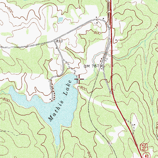 Topographic Map of Mathis Dam, GA