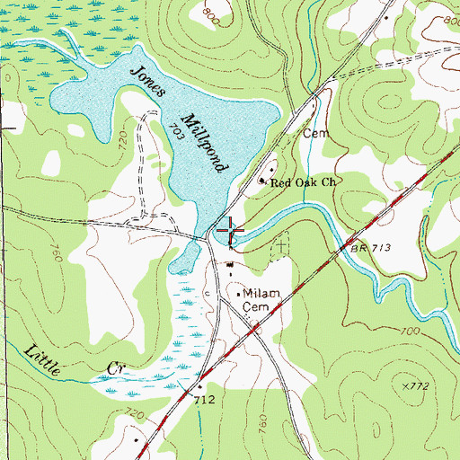 Topographic Map of Jones Millpond Dam, GA