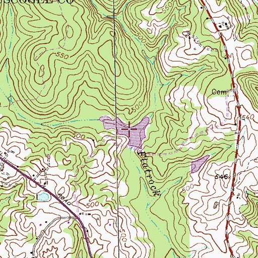 Topographic Map of Bull Creek Watershed Lake Number 21, GA