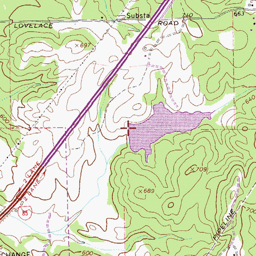 Topographic Map of Harrell Lake Dam, GA