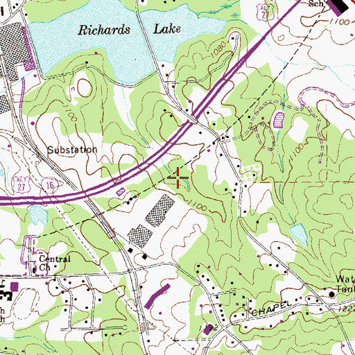 Topographic Map of Piney Woods Lake Dam, GA