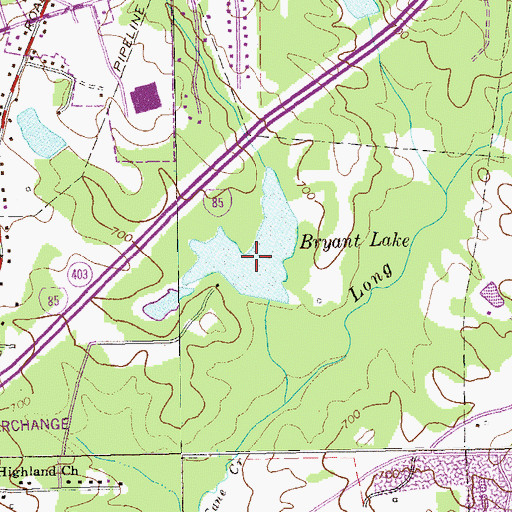 Topographic Map of Bryant Dam, GA