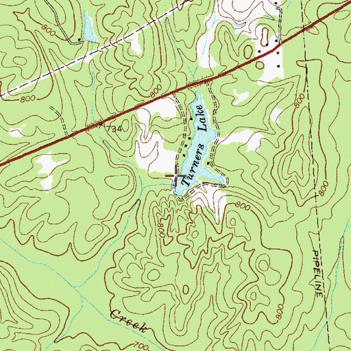 Topographic Map of Turners Lake Dam, GA