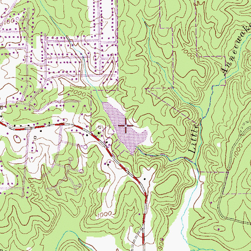 Topographic Map of Leatherwood Lake, GA