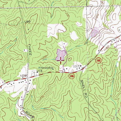Topographic Map of Strickland Lake Dam, GA