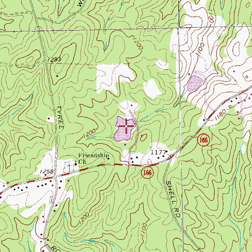 Topographic Map of Strickland Lake, GA